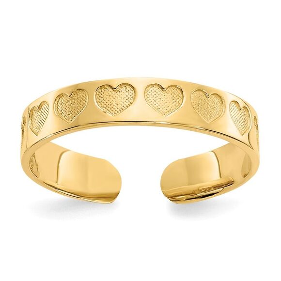 3mm Textured Heart Toe Ring in 14K Yellow Gold - Picture 1 of 5